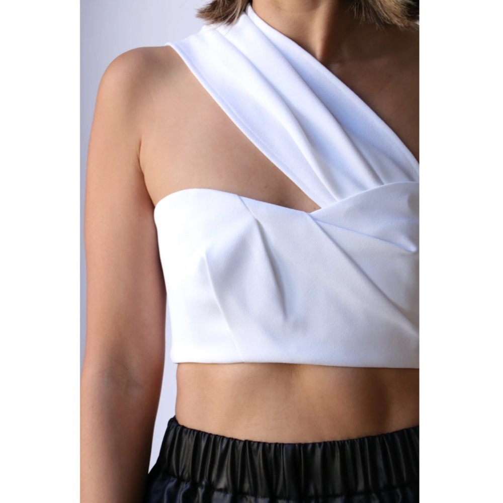 Tibi Convertible White Crepe Bustier Top